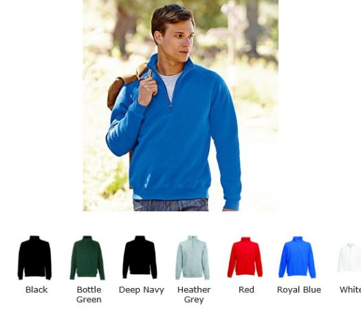 Fruit of the Loom SS108 70/30 Premium Zip Neck Sweat  Fruit of the Loom SS108 70/30 Premium Zip Neck Sweat